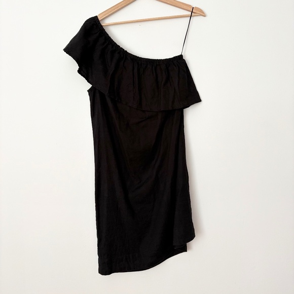 7 for all mankind linen blend one shoulder dress - Picture 5 of 5